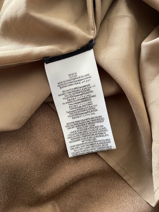 BCBG Draped Asymmetrical Dress Brown Suede Feel Minimalist Midi Modern Capsule - Picture 6 of 6